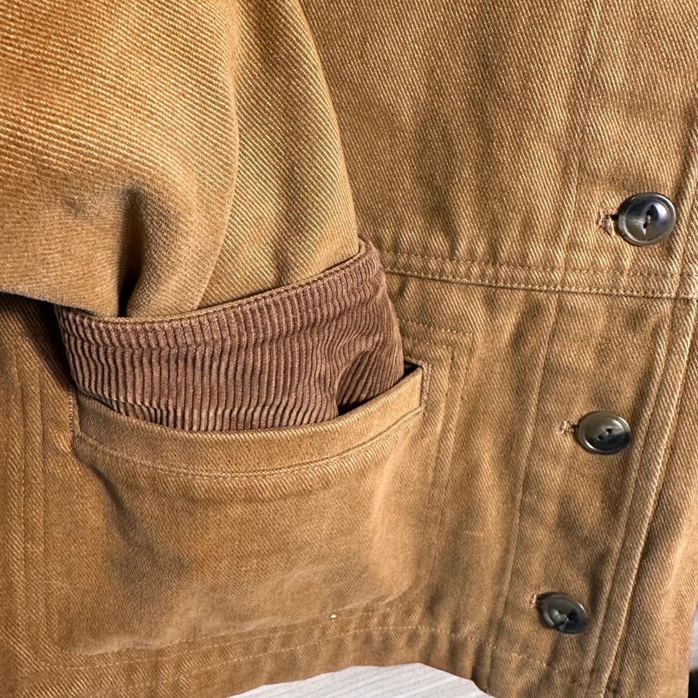 Vintage Jones New York Sport Brown Cotton Chore Jacket Corduroy Collar Women M - Picture 4 of 10
